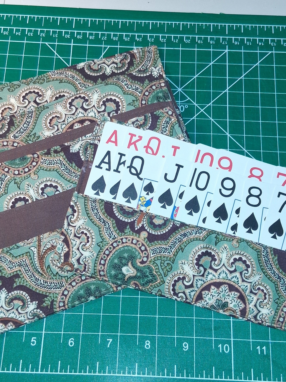 4pc Handmade Card Holder Paisley Print In Green and Brown